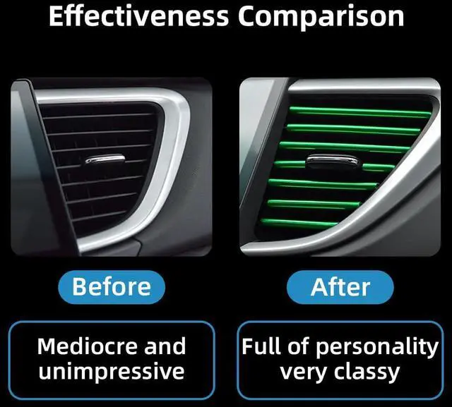 Alt view image 3 of 6 - Ziciner 20 Pcs Car Air Conditioner Decoration Strip, Waterproof Bendable Auto Air Vent Outlet Shiny Trim, Universal Vehicle Interior Accessories Suitable for Most Air Vent Outlet (Green)