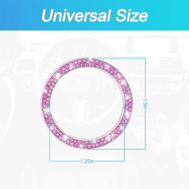 Alt view image 2 of 7 - AUKEPO 2PCS Car Start Button Ring Stickers, Double Purple | crystal rhinestone surface, peel-and-stick application, fits compatible ignition-knob diameters, car interior accessories