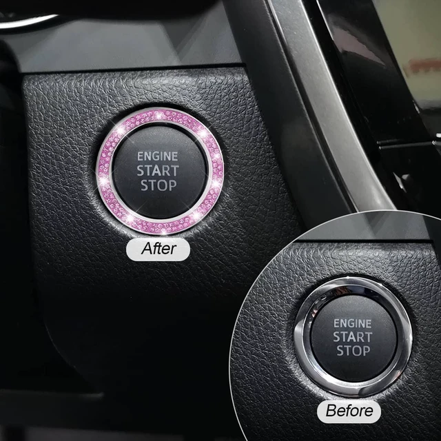Alt view image 4 of 7 - AUKEPO 2PCS Car Start Button Ring Stickers, Double Purple | crystal rhinestone surface, peel-and-stick application, fits compatible ignition-knob diameters, car interior accessories