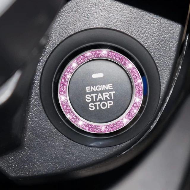 Alt view image 6 of 7 - AUKEPO 2PCS Car Start Button Ring Stickers, Double Purple | crystal rhinestone surface, peel-and-stick application, fits compatible ignition-knob diameters, car interior accessories