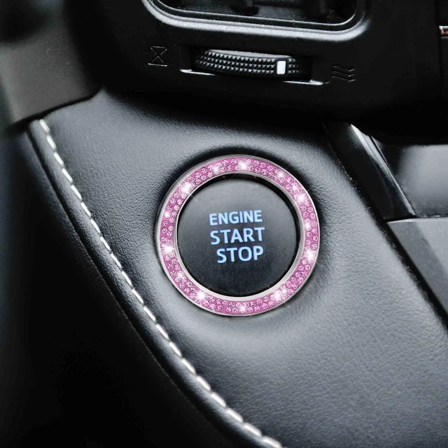 Alt view image 7 of 7 - AUKEPO 2PCS Car Start Button Ring Stickers, Double Purple | crystal rhinestone surface, peel-and-stick application, fits compatible ignition-knob diameters, car interior accessories