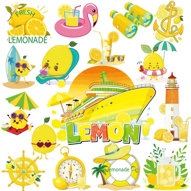 Main image of Dazoratix Cruise Door Decorations Magnetic - 16 Pcs Funny Lemon Ship | Stateroom Beach Summer Anchor Cabin Decals Stickers for Holiday Party Decor Fridge Car Garage Magnets Lemonade for Carnival
