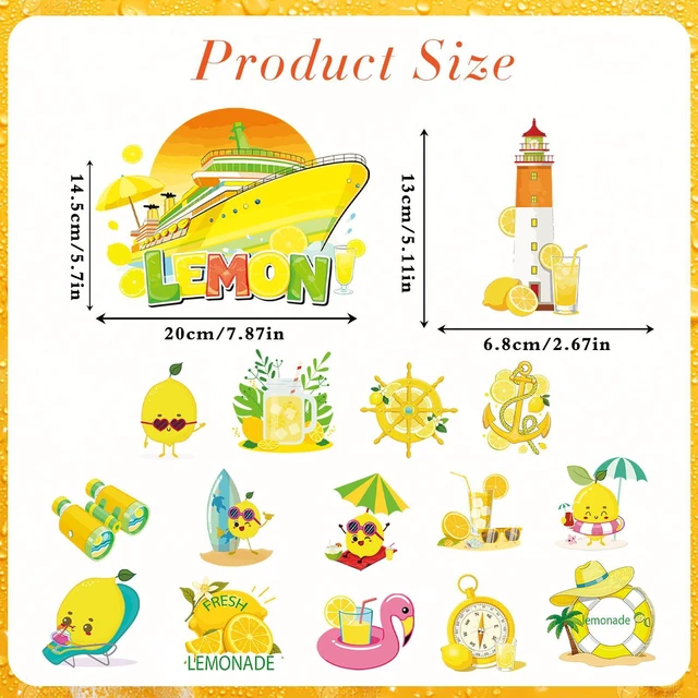 Alt view image 2 of 7 - Dazoratix Cruise Door Decorations Magnetic - 16 Pcs Funny Lemon Ship | Stateroom Beach Summer Anchor Cabin Decals Stickers for Holiday Party Decor Fridge Car Garage Magnets Lemonade for Carnival