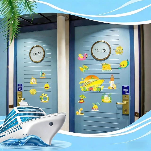 Alt view image 3 of 7 - Dazoratix Cruise Door Decorations Magnetic - 16 Pcs Funny Lemon Ship | Stateroom Beach Summer Anchor Cabin Decals Stickers for Holiday Party Decor Fridge Car Garage Magnets Lemonade for Carnival