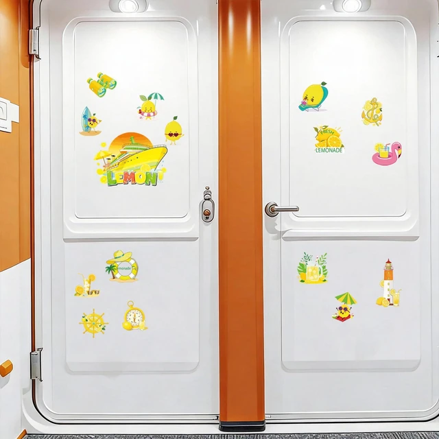 Alt view image 4 of 7 - Dazoratix Cruise Door Decorations Magnetic - 16 Pcs Funny Lemon Ship | Stateroom Beach Summer Anchor Cabin Decals Stickers for Holiday Party Decor Fridge Car Garage Magnets Lemonade for Carnival