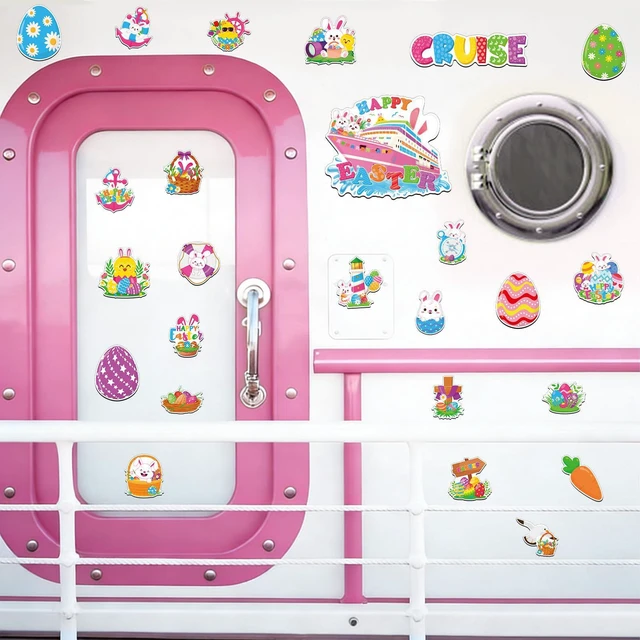 Alt view image 2 of 7 - 25PCS Easter Cruise Door Magnets Decorations, Waterproof Easter Refrigerator Magnets Cute Egg Bunny Chick Magnet Stickers for Spring Holiday Party Decor Supplies