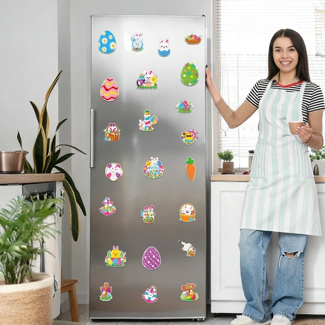 Alt view image 4 of 7 - 25PCS Easter Cruise Door Magnets Decorations, Waterproof Easter Refrigerator Magnets Cute Egg Bunny Chick Magnet Stickers for Spring Holiday Party Decor Supplies