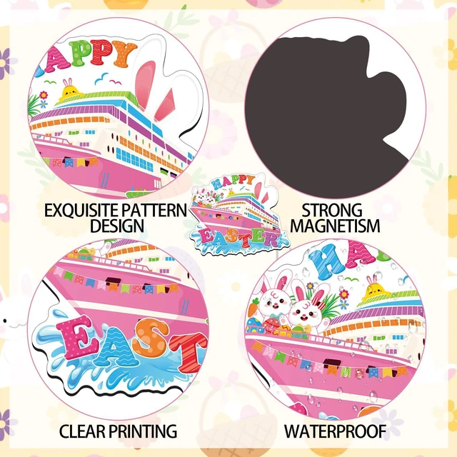 Alt view image 6 of 7 - 25PCS Easter Cruise Door Magnets Decorations, Waterproof Easter Refrigerator Magnets Cute Egg Bunny Chick Magnet Stickers for Spring Holiday Party Decor Supplies