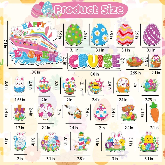Alt view image 7 of 7 - 25PCS Easter Cruise Door Magnets Decorations, Waterproof Easter Refrigerator Magnets Cute Egg Bunny Chick Magnet Stickers for Spring Holiday Party Decor Supplies