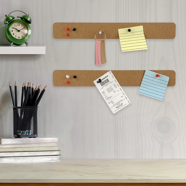 Alt view image 4 of 7 - 2 Pcs Felt Pin Bulletin Cork Board Bar Strips 15 x 2-1/2 Inches for Office, School, Home Holiday Decor