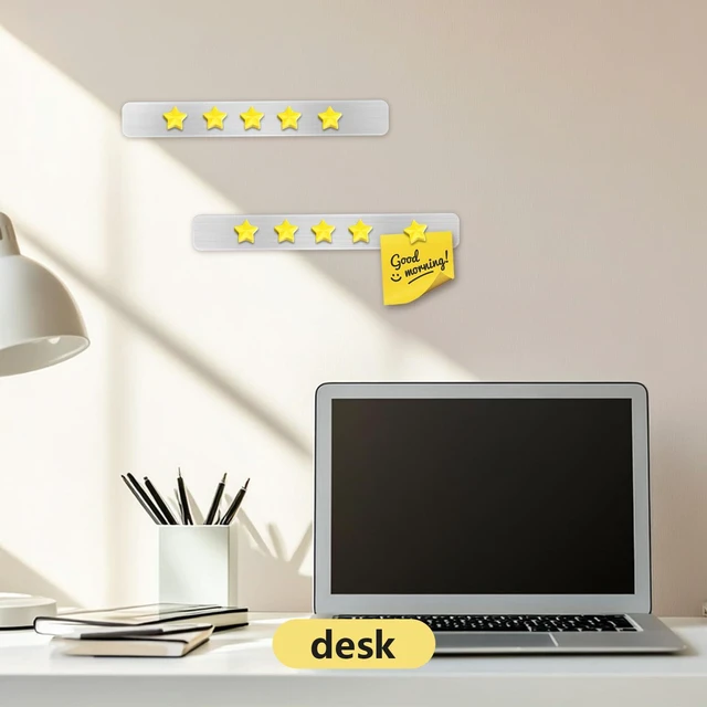 Alt view image 3 of 7 - DUJEQM Magnetic Board for Wall - 2Pcs Stainless Iron Magnetic Strips with Adhesive Backing, Magnet Board Bulletin Boards Magnet Strips Memo Board - Includes 10 Yellow Magnets for School Office Kitchen