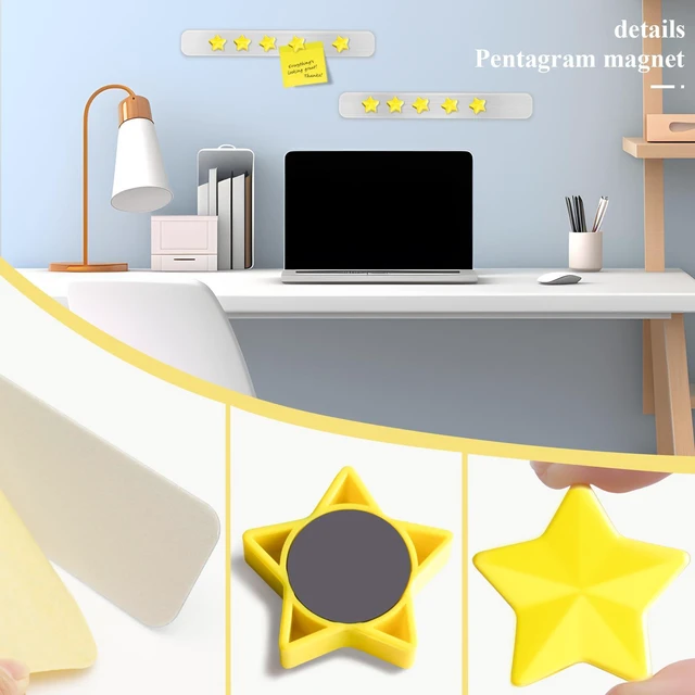 Alt view image 5 of 7 - DUJEQM Magnetic Board for Wall - 2Pcs Stainless Iron Magnetic Strips with Adhesive Backing, Magnet Board Bulletin Boards Magnet Strips Memo Board - Includes 10 Yellow Magnets for School Office Kitchen