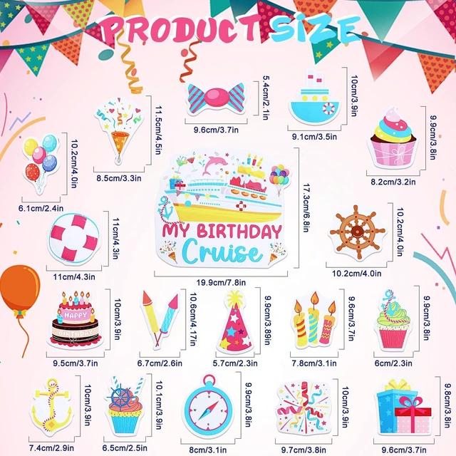 Alt view image 2 of 7 - Kogcmeetl Birthday Cruise Door Decorations Magnetic, Cruise Magnets for Door Decoration, Happy Birthday Magnet Stickers for Fridge Refrigerator Carnival Cruise Cabin Party Favors Supplies