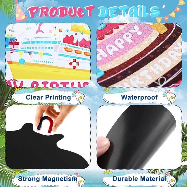 Alt view image 4 of 7 - Kogcmeetl Birthday Cruise Door Decorations Magnetic, Cruise Magnets for Door Decoration, Happy Birthday Magnet Stickers for Fridge Refrigerator Carnival Cruise Cabin Party Favors Supplies