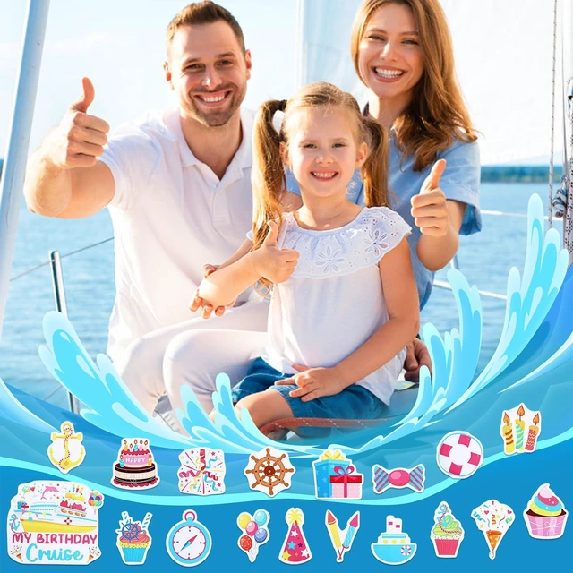 Alt view image 7 of 7 - Kogcmeetl Birthday Cruise Door Decorations Magnetic, Cruise Magnets for Door Decoration, Happy Birthday Magnet Stickers for Fridge Refrigerator Carnival Cruise Cabin Party Favors Supplies