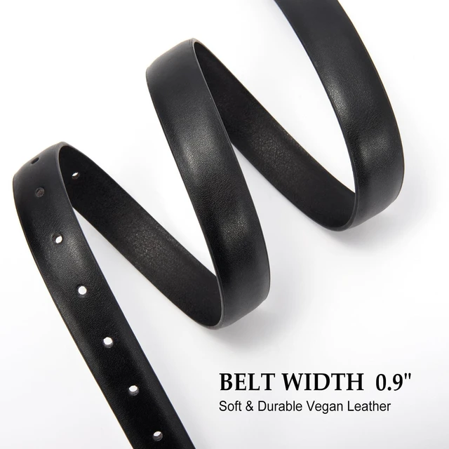 Alt view image 4 of 7 - XZQTIVE Women Leather Belt for Jeans Pants Dresses Fashion Ladies Skinny Leather Belt with Gold Buckle,Black