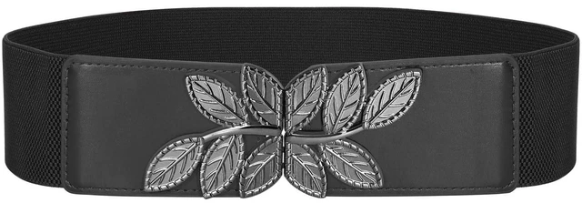 Main image of SUOSDEY Women's Wide Elastic Belt Vintage Stretchy Leaf Waist Belt for Dresses,2.3" Width