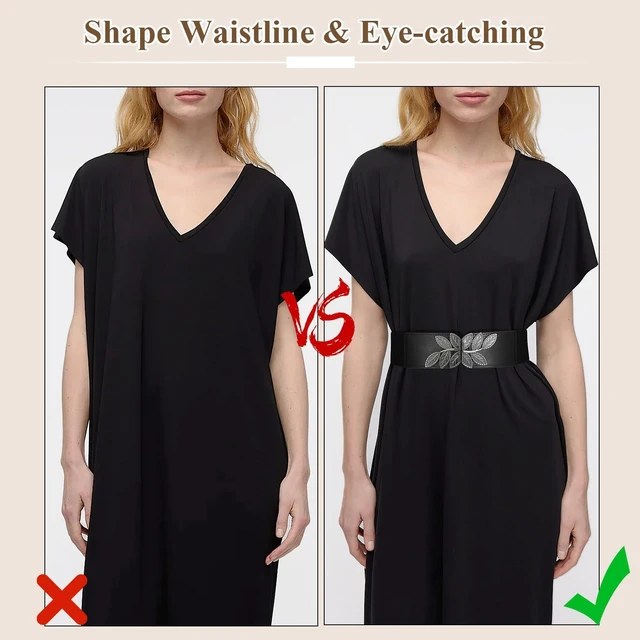 Alt view image 4 of 5 - SUOSDEY Women's Wide Elastic Belt Vintage Stretchy Leaf Waist Belt for Dresses,2.3" Width
