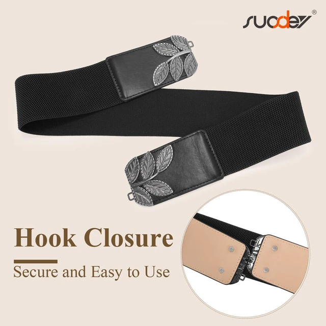 Alt view image 5 of 5 - SUOSDEY Women's Wide Elastic Belt Vintage Stretchy Leaf Waist Belt for Dresses,2.3" Width