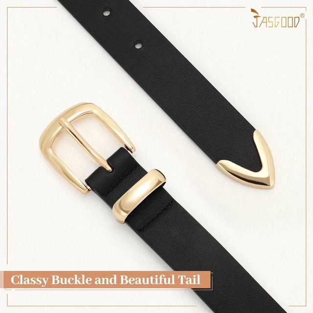 Alt view image 3 of 6 - JASGOOD Women's Fashion Leather Belt Ladies Gold Buckle Leather Belt for Jeans Pants Dresses