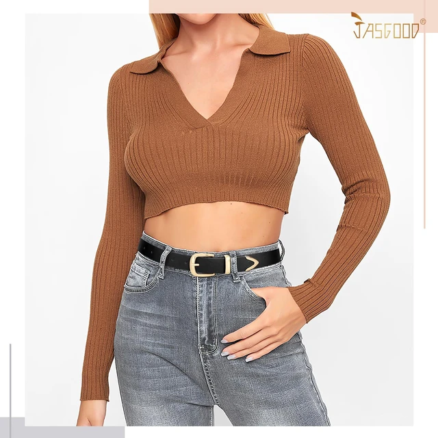 Alt view image 4 of 6 - JASGOOD Women's Fashion Leather Belt Ladies Gold Buckle Leather Belt for Jeans Pants Dresses