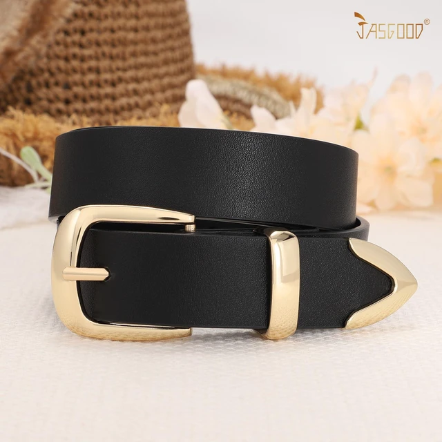 Alt view image 5 of 6 - JASGOOD Women's Fashion Leather Belt Ladies Gold Buckle Leather Belt for Jeans Pants Dresses