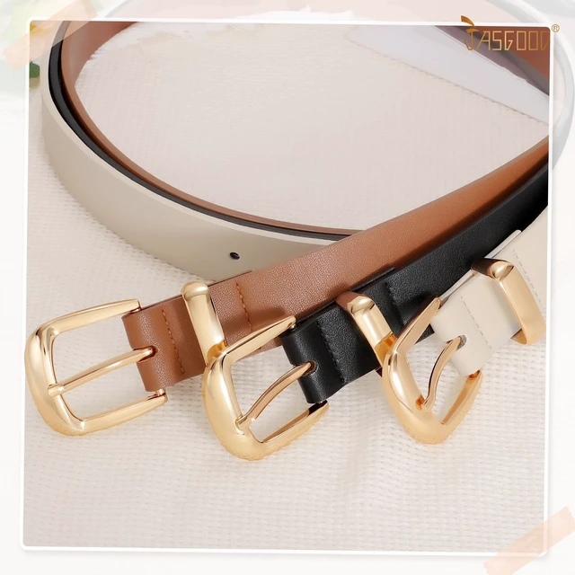 Alt view image 6 of 6 - JASGOOD Women's Fashion Leather Belt Ladies Gold Buckle Leather Belt for Jeans Pants Dresses