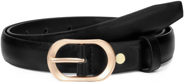 Main image of XILTAEN Women's Leather Belt for Jeans Pants with Fashion Gold Buckle Casual Ladies Waist Dress Belt