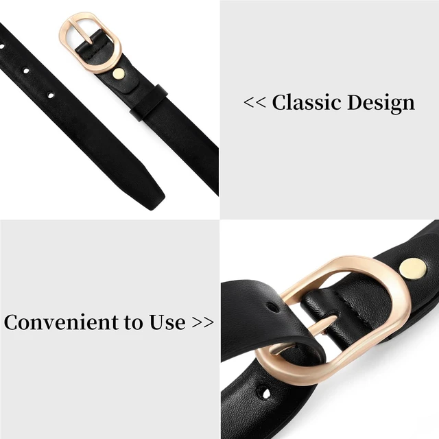 Alt view image 4 of 7 - XILTAEN Women's Leather Belt for Jeans Pants with Fashion Gold Buckle Casual Ladies Waist Dress Belt