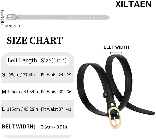 Alt view image 2 of 7 - XILTAEN Women's Leather Belt for Jeans Pants with Fashion Gold Buckle Casual Ladies Waist Dress Belt
