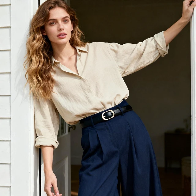 Alt view image 7 of 7 - XILTAEN Women's Leather Belt for Jeans Pants with Fashion Gold Buckle Casual Ladies Waist Dress Belt