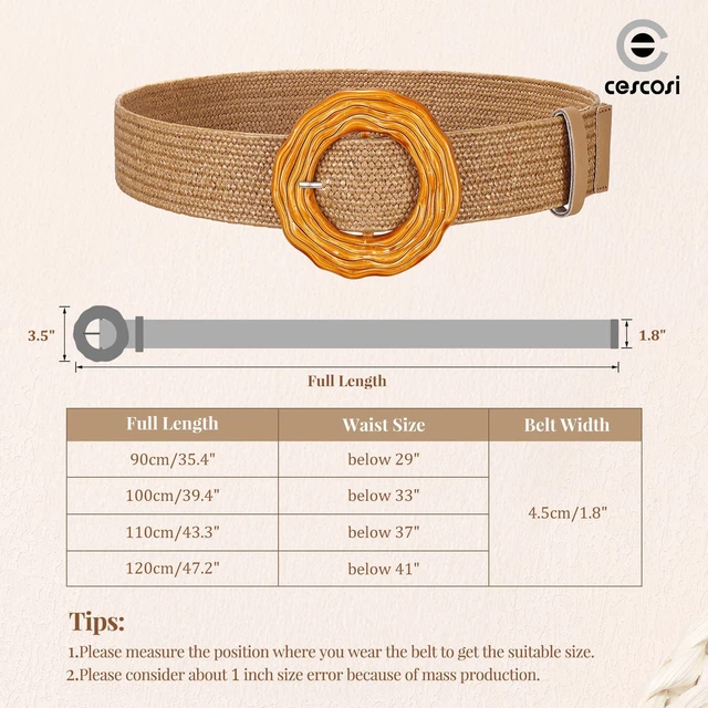 Alt view image 7 of 7 - C O E CESCOSI Women Straw Woven Elastic Belt for Dresses Fashion Boho Braided Waist Belt Rattan Raffia Ladies Casual Belts