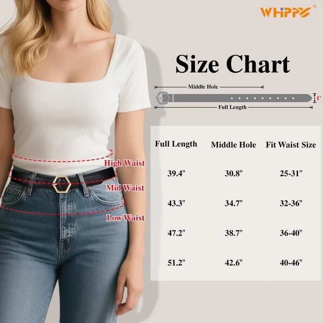 Alt view image 6 of 7 - WHIPPY Skinny Leather Belt for Women Casual Waist Belt for Jeans Pants Fashion Ladies Thin Belt with Gold Buckle, Brown, L