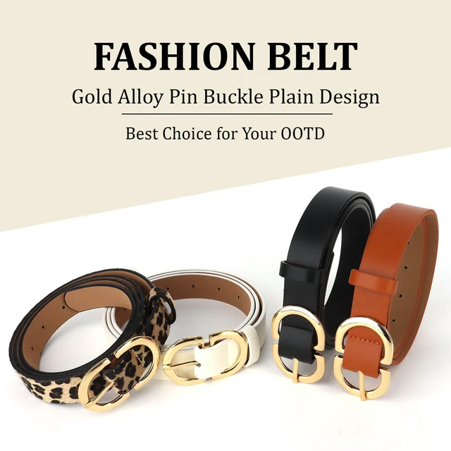Alt view image 6 of 6 - YARIEW 4 Pack Medium Leopard Leather Belts for Women - Leopard Print Fashion Belt for Jeans, Pants, Dresses - Gold Buckle Waist Belt - Gifts for Ladies