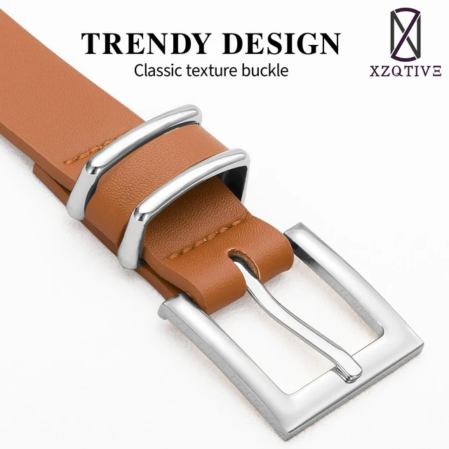 Alt view image 5 of 6 - XZQTIVE Women's Leather Belt for Jeans,Dresses and Pants,Square Gold Buckle Fashion Waist Belt,Adjustable Vegan Leather Belt for Women