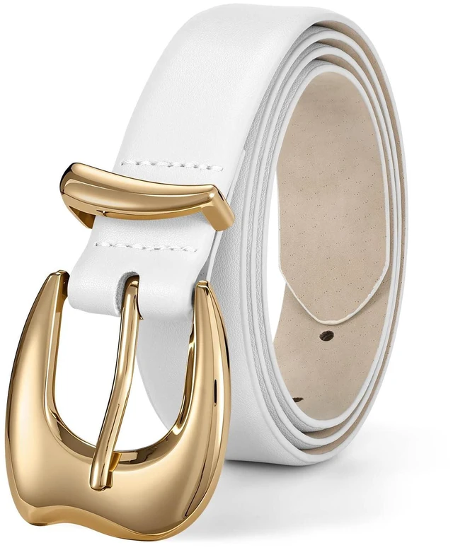 Alt view image 4 of 6 - TRIWORKS Women Leather Belt for Jeans Pants Fashion Womens Waist Belts with Gold Chunky Buckle for Dresses