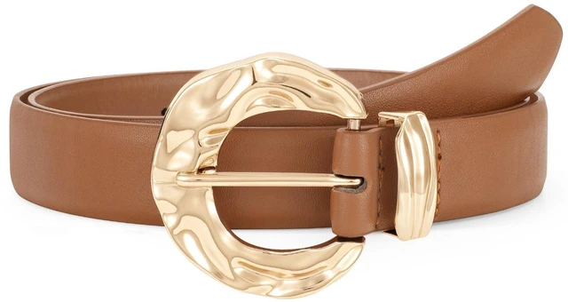 Main image of LEACOOLKEY Leather Belt for Women Ladies Waist Belt for Jeans Dress Fashion Leather Belt with Gold Buckle