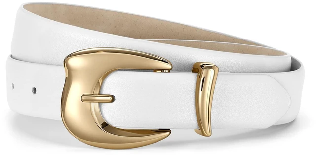Alt view image 6 of 6 - TRIWORKS Women Leather Belt for Jeans Pants Fashion Womens Waist Belts with Gold Chunky Buckle for Dresses