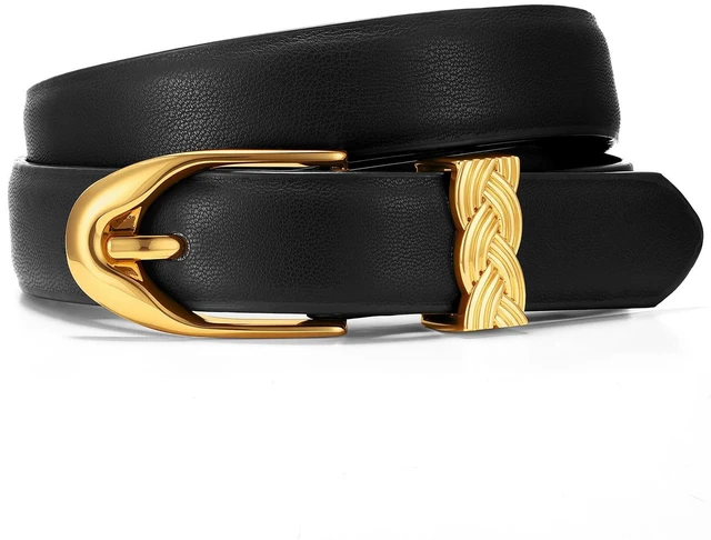 Main image of XZQTIVE Womens Leather Belts for Jeans Dresses Pants, Fashion Black Brown Gold Buckle Design