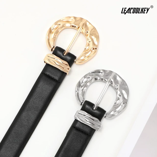 Alt view image 5 of 5 - LEACOOLKEY Leather Belt for Women Ladies Waist Belt for Jeans Dress Fashion Leather Belt with Gold Buckle
