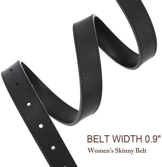 Alt view image 5 of 6 - XZQTIVE Women's Thin Leather Belts Ladies Skinny Black Belts for Jeans Dress Pants Trendy Waist Belt with Gold Buckle