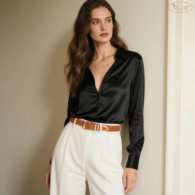 Alt view image 3 of 6 - JASGOOD Women Leather Belt with Gold Buckle Ladies Fashion Faux Leather Waist Belt for Jeans Pants