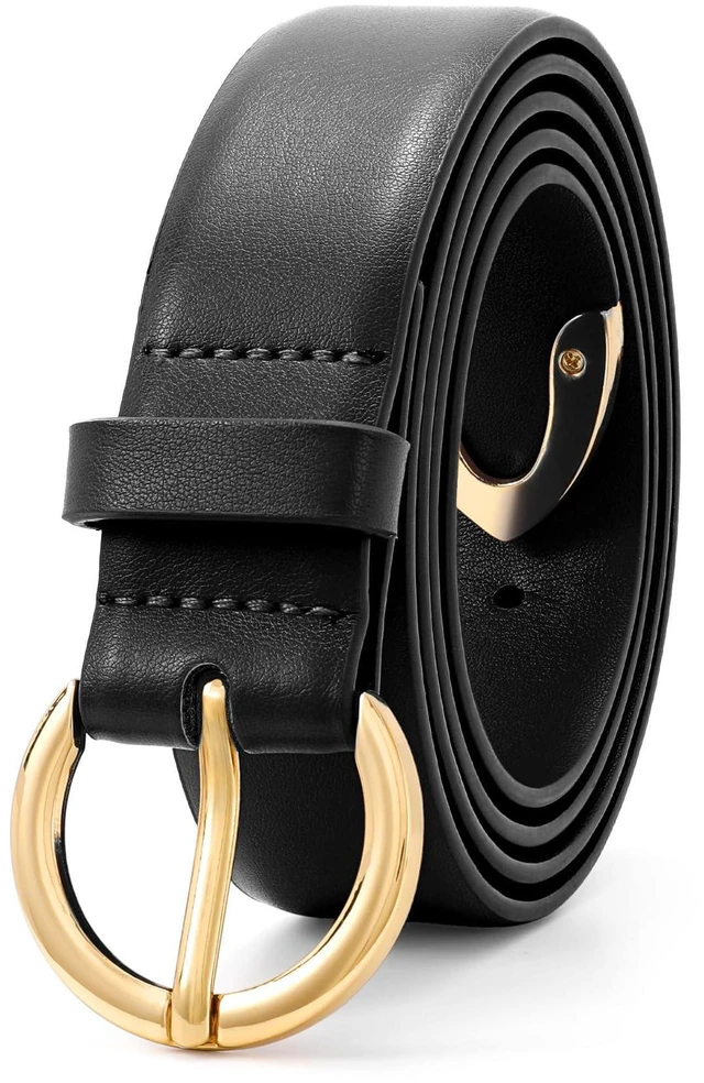 Alt view image 4 of 7 - XZQTIVE Womens Leather Belts for Jeans Pants Dresses Fashion Ladies Black Belt with Gold Buckle