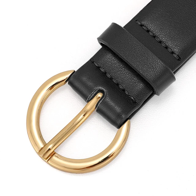 Alt view image 5 of 7 - XZQTIVE Womens Leather Belts for Jeans Pants Dresses Fashion Ladies Black Belt with Gold Buckle