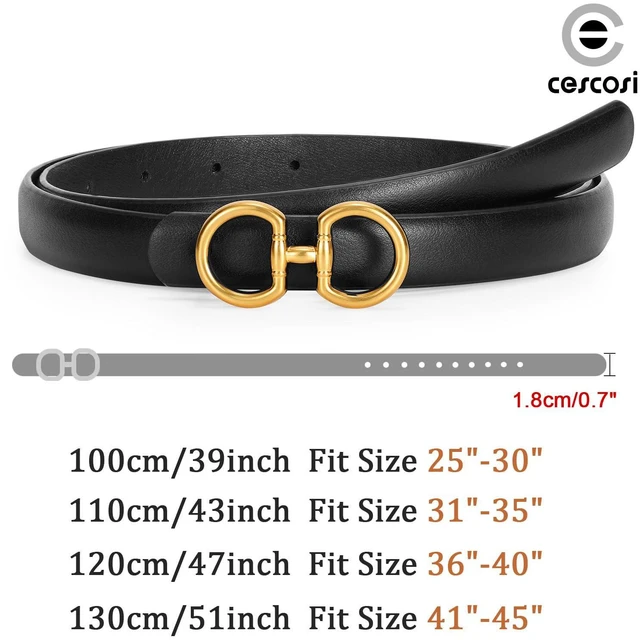 Alt view image 6 of 7 - CESCOSI Women Skinny Leather Belts Ladies 2 Pack Thin Waist Belts with Gold Buckle for Dresses 0.7" Width