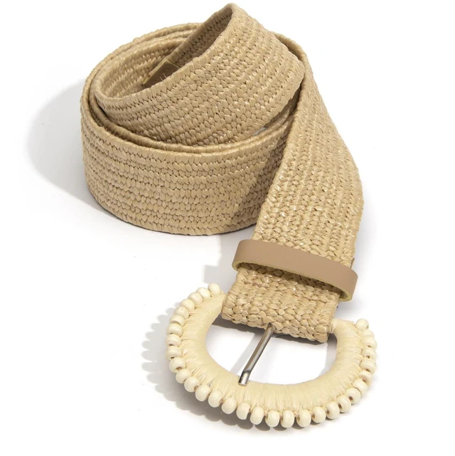 Alt view image 3 of 7 - YooAi Straw Woven Belts for Women Dresses Boho Braided Stretchy Waist Belt for Summer Dress Pants 2 Pack S