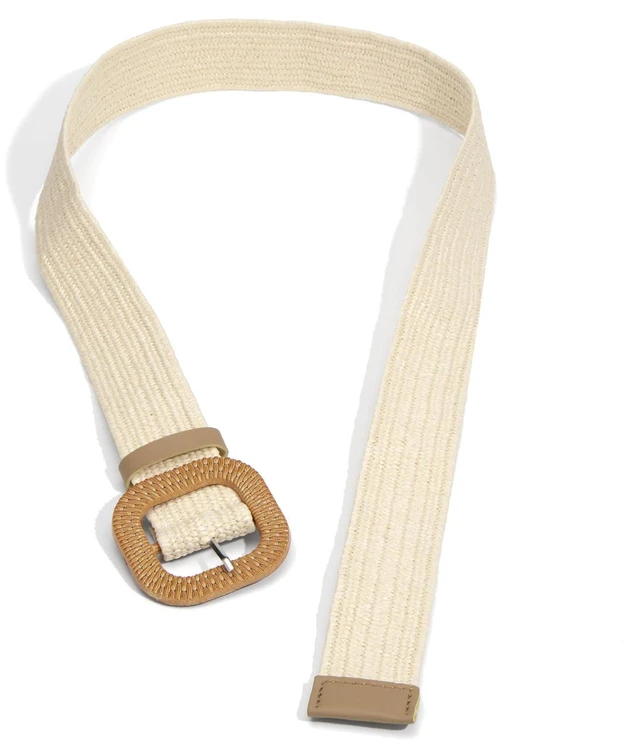 Alt view image 4 of 7 - YooAi Straw Woven Belts for Women Dresses Boho Braided Stretchy Waist Belt for Summer Dress Pants 2 Pack S