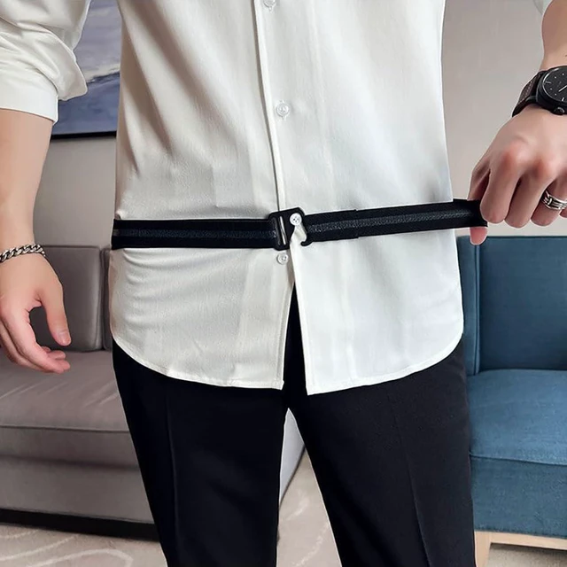 Alt view image 5 of 7 - ccHuDE 2 Pcs Shirt Stay Belts Keep Shirts Tucked in - Non Slip Elastic Holder for Neat Look - Black