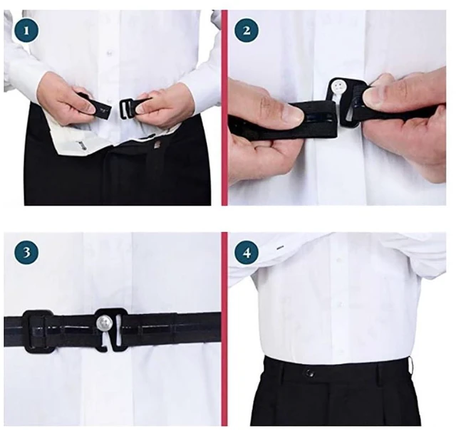 Alt view image 6 of 7 - ccHuDE 2 Pcs Shirt Stay Belts Keep Shirts Tucked in - Non Slip Elastic Holder for Neat Look - Black