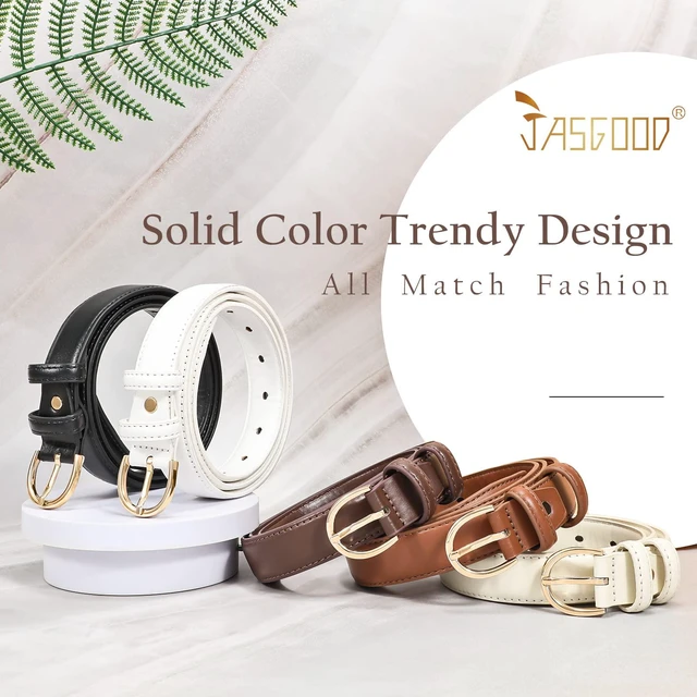 Alt view image 6 of 6 - JASGOOD Women's Leather Belt Fashion Dress Belt with Gold Buckle for Ladies Jeans Pants, Brown